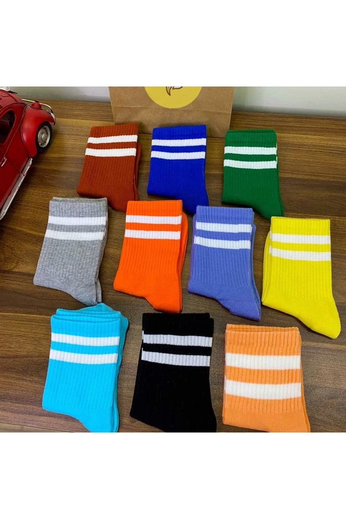 BuKonsept 24’lü Rengarenk Çizgili Çorap Kutusu