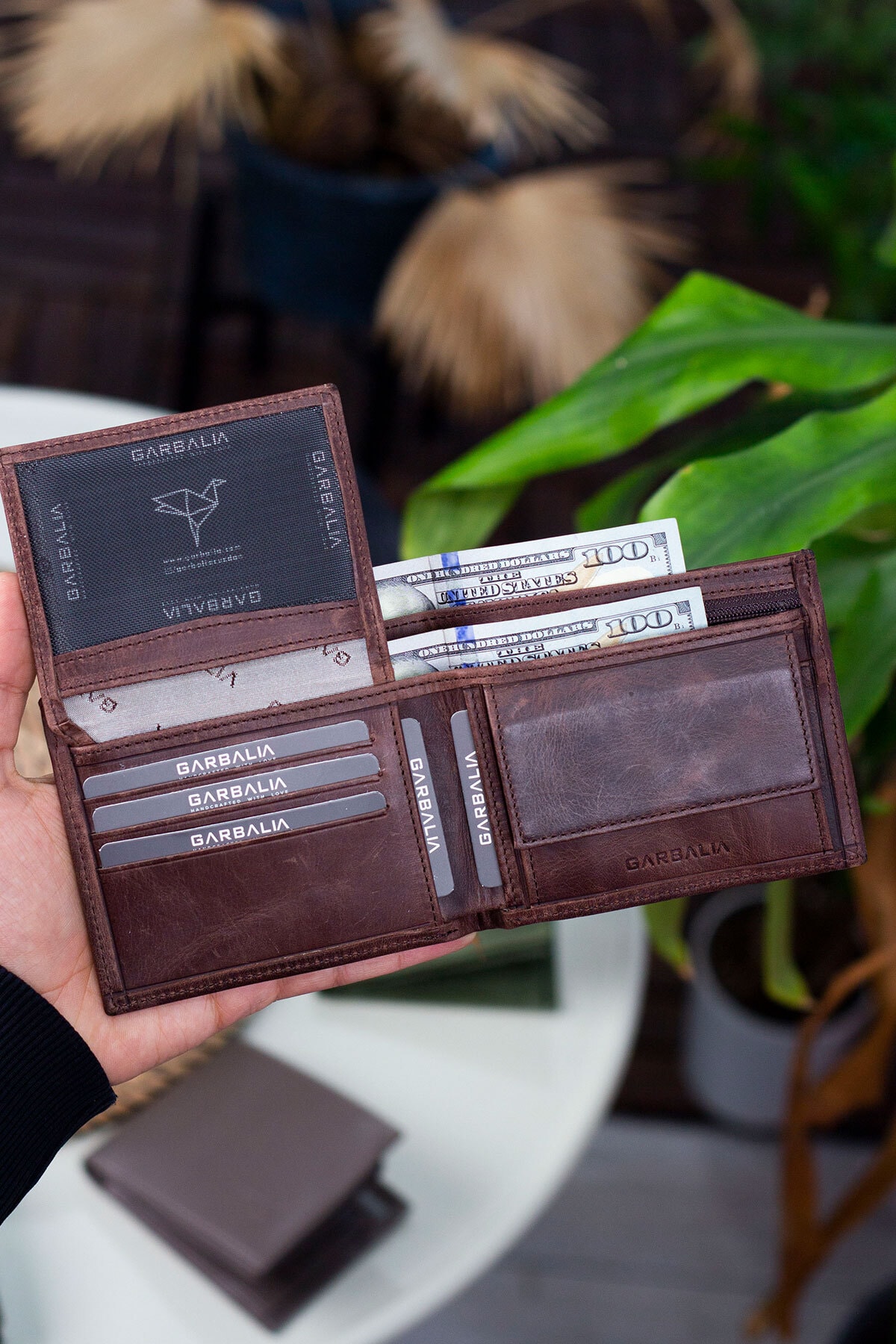 Madrid Genuine Leather Rfid Blocker with Coin Eyes Crazy Brown Men's Wallet