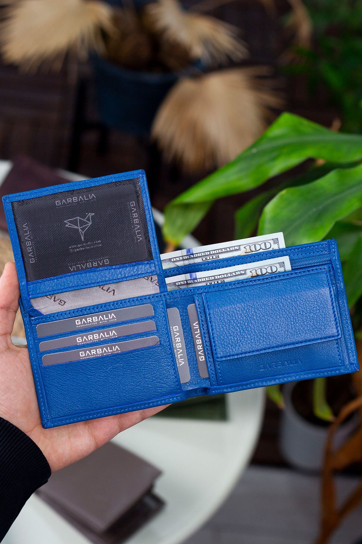 Madrid Genuine Leather Anti-Rfid Oil Blue Men's Wallet with Coin Eyes