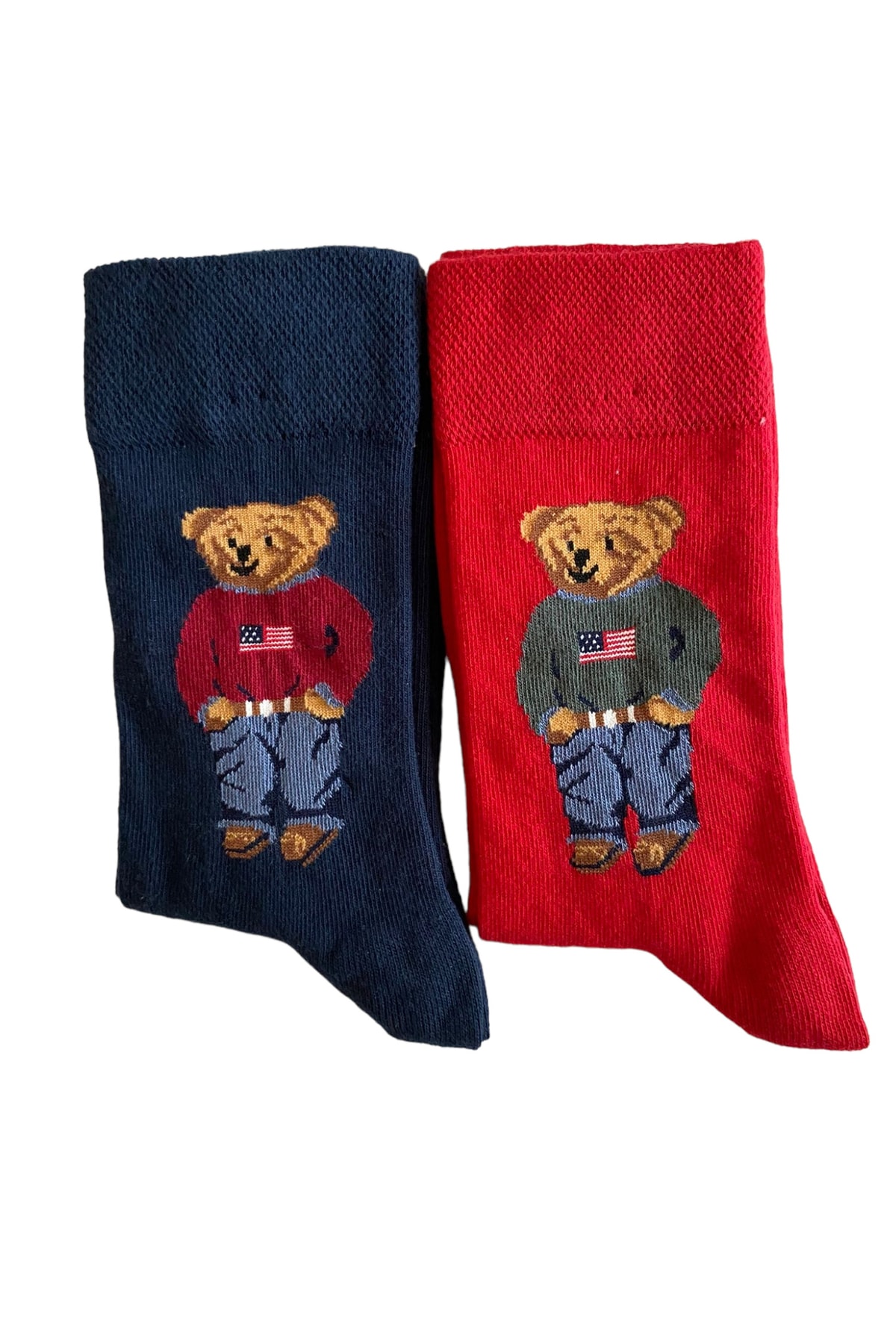 mcy butik 2'çift Teddy Bear Dikişsiz Unisex Soket Çorap