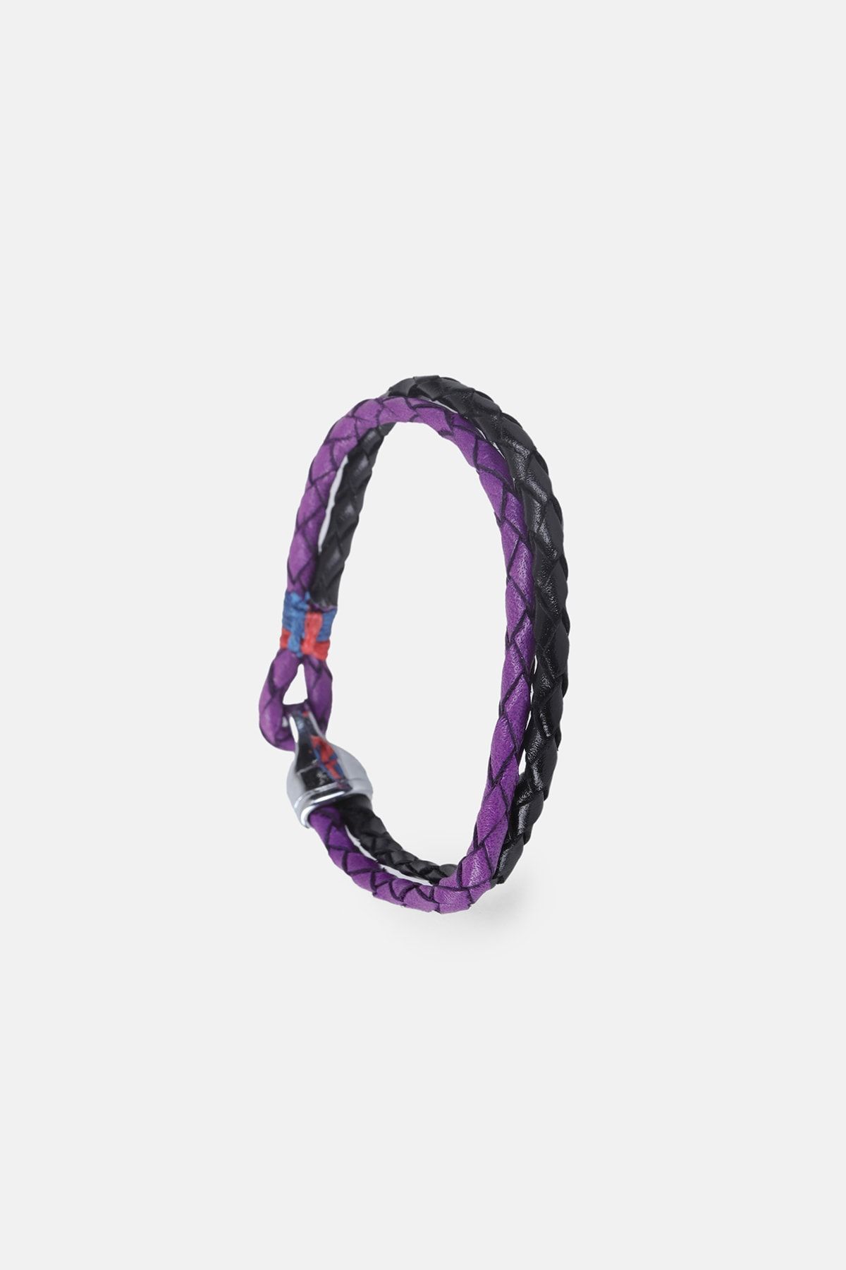 MRHERO-Unisex Purple Hooked 2-Piece Knitted Handmade Genuine Leather Bracelet_mh012 3