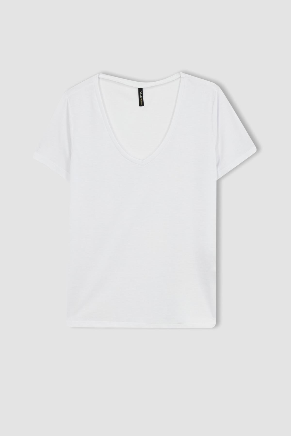 DeFacto T-Shirt Weiß Regular Fit