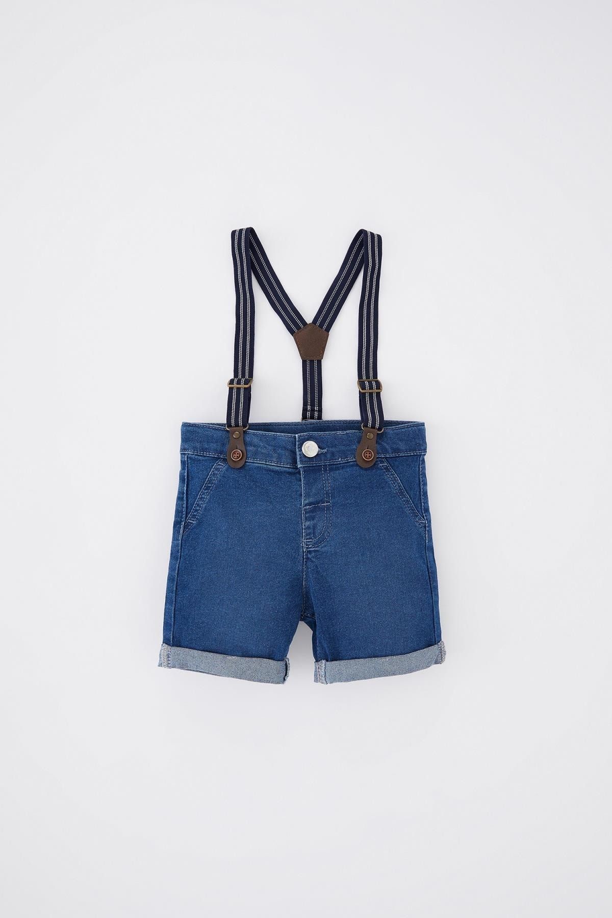 Baby boy jean shorts with best sale suspenders
