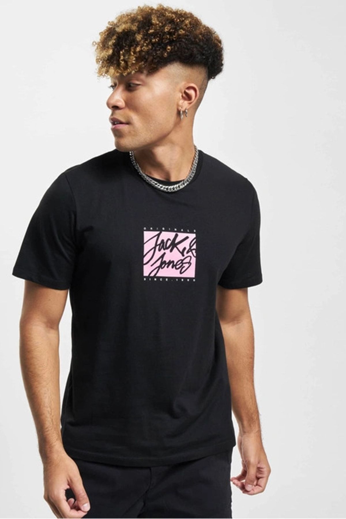 تی شرت سیاه مردانه Jack & Jones یقه خدمه 12232649 مشکی Jack & Jones