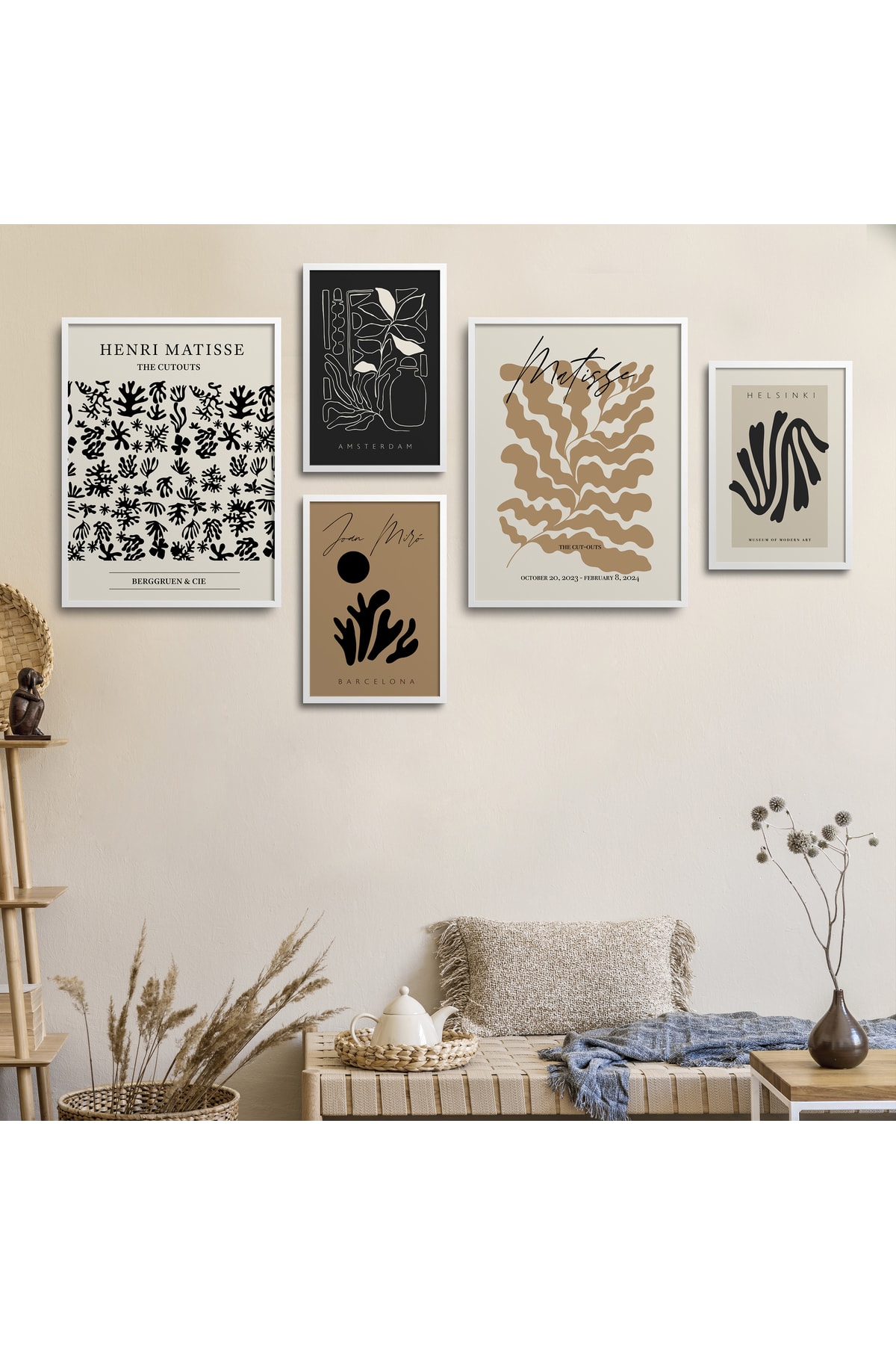 5-Piece Painting Set with White Laminated Frame Quintuple-028