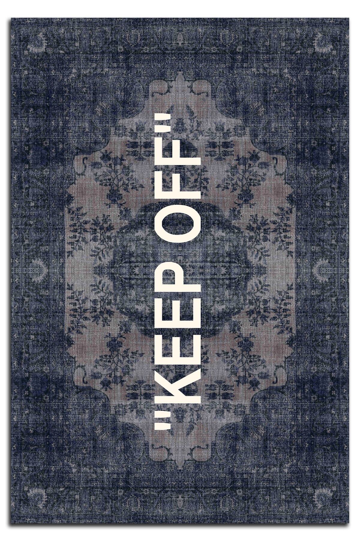 Mira Keep Off Printed Navy Blue Classic Modern Rug