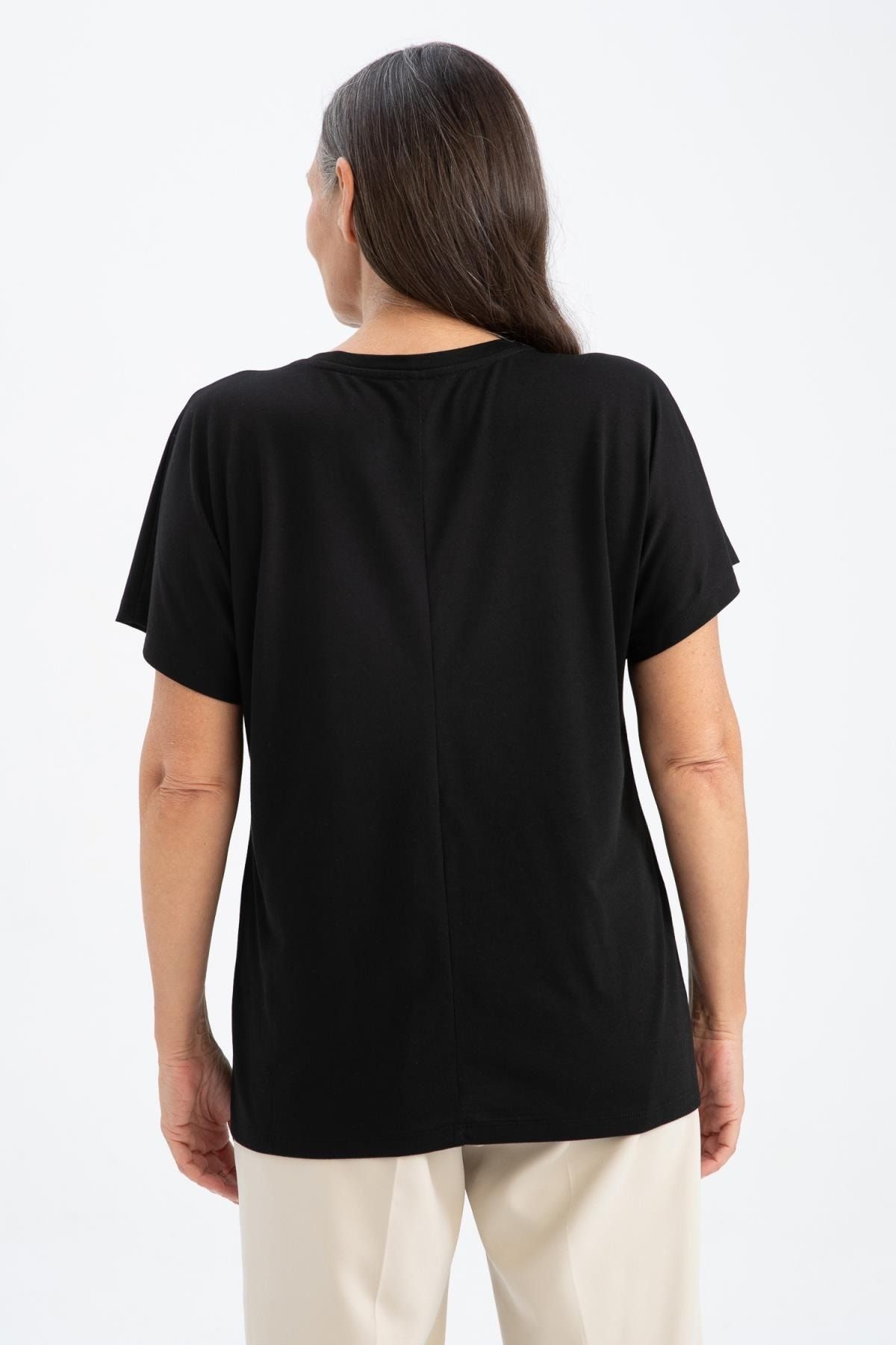 DeFacto T-Shirt Schwarz Regular Fit