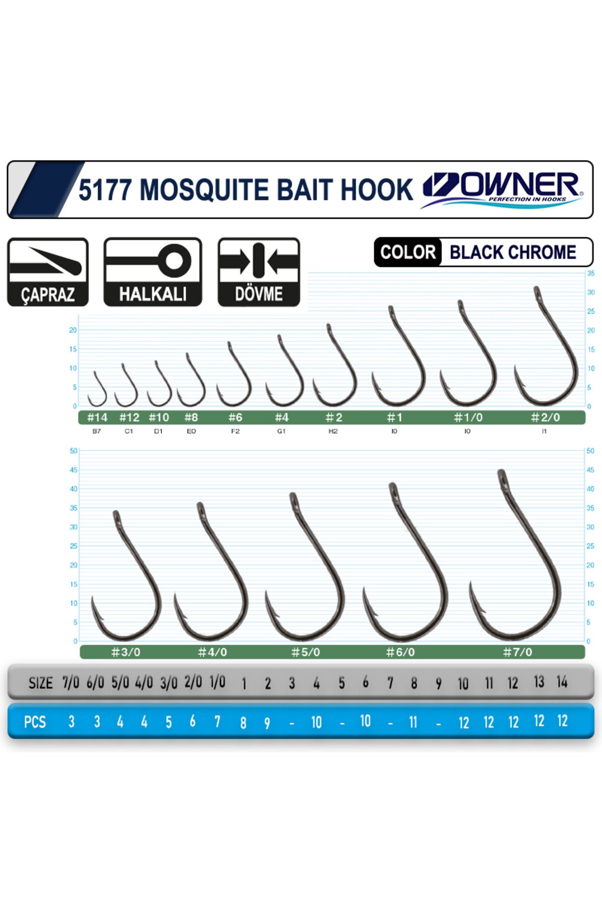 Owner 5177 Mosquito Hook Black Chrome İğne