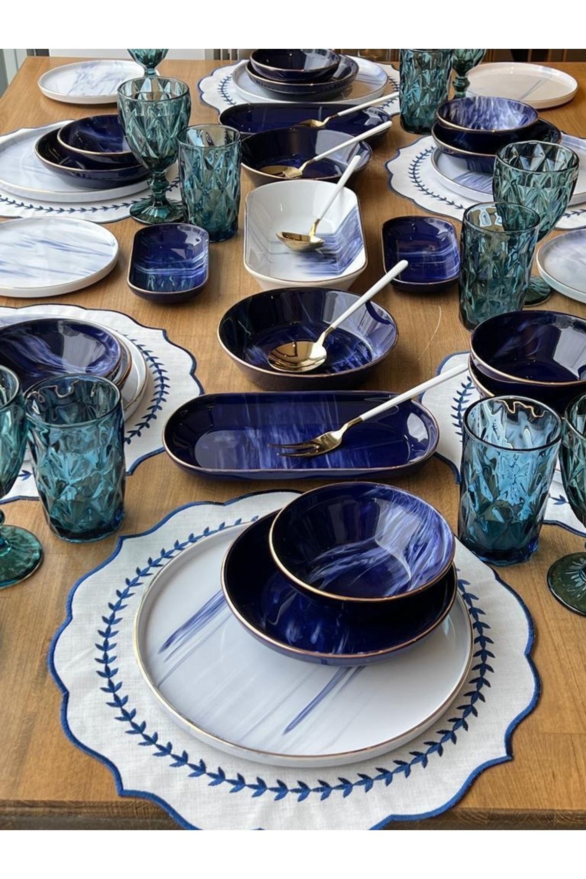 ROSSEV Yemek Takımı Blue Wind 54 Parça 6 Kişilik SY7038