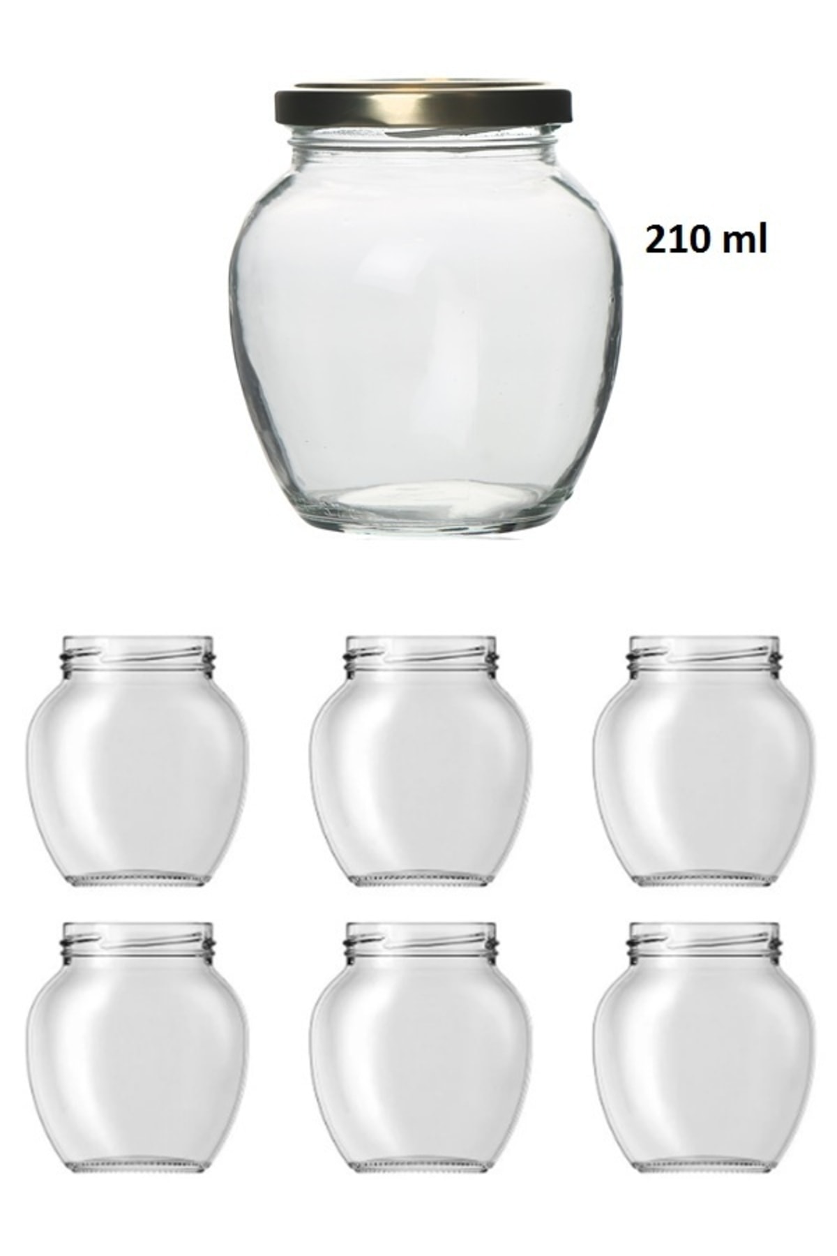 6 Pieces 210 Ml Transparent Glass Eggs Model Canned Jar with Gold Metal Lid