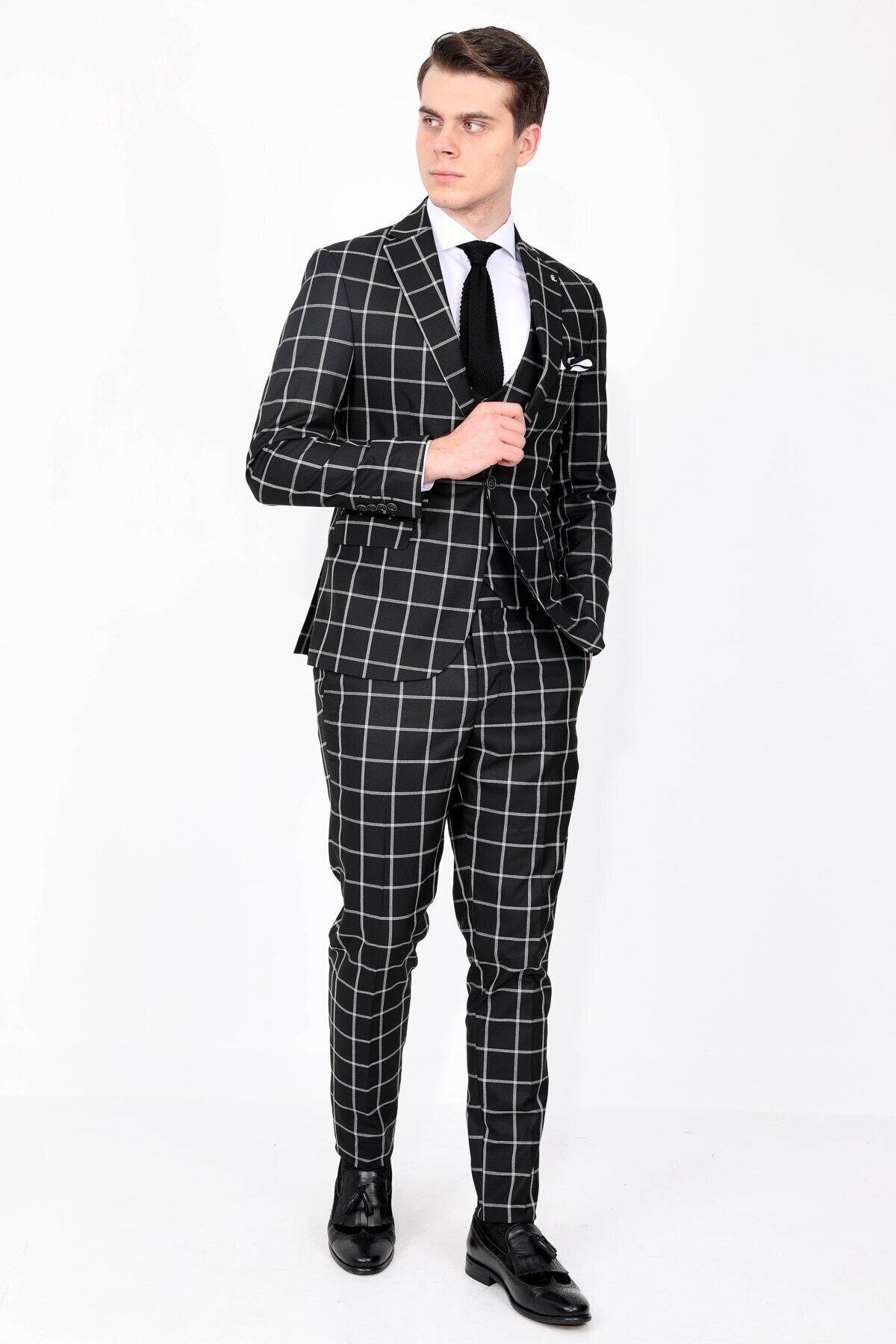 Fc Plus Erkek Siyah Yelekli Takım Elbise