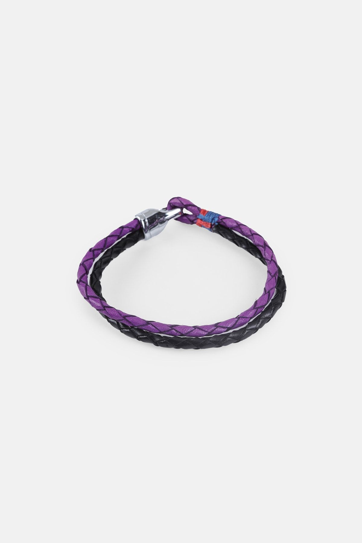 MRHERO-Unisex Purple Hooked 2-Piece Knitted Handmade Genuine Leather Bracelet_mh012 2