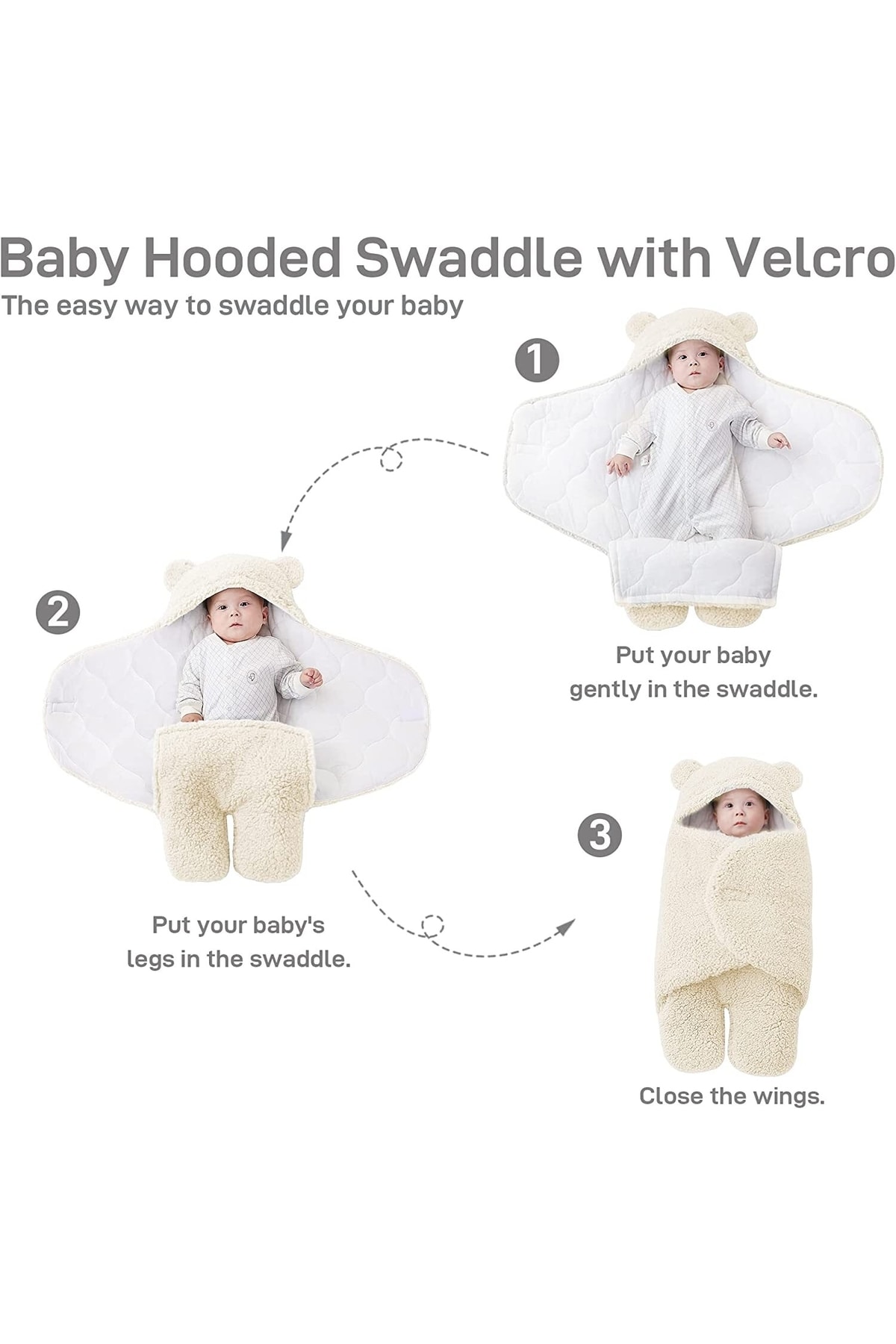Marigoldhome 0-4 Ay Bebek Yenidoğan Dış Kundak Uyku Tulumu Wellsoft Peluş fotoğrafı 4 (önizleme)