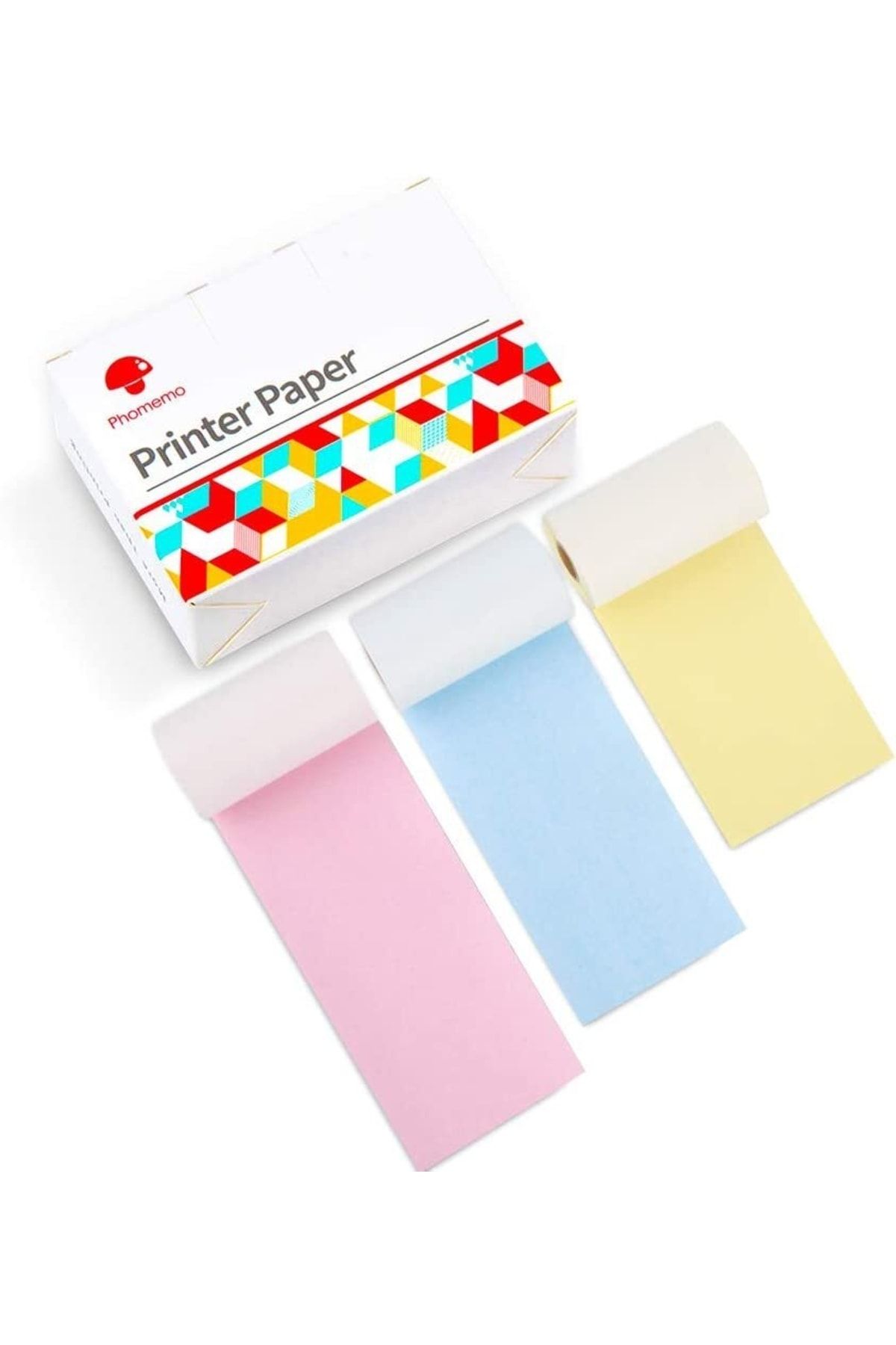 Phomemo M02 Yapışkansız Renkli Kağıt, M02/m02 Pro/m02s/m03/m04s Için, 53mmx6,5mt, 3 Rulo, Sarı, Pembe, Mavi