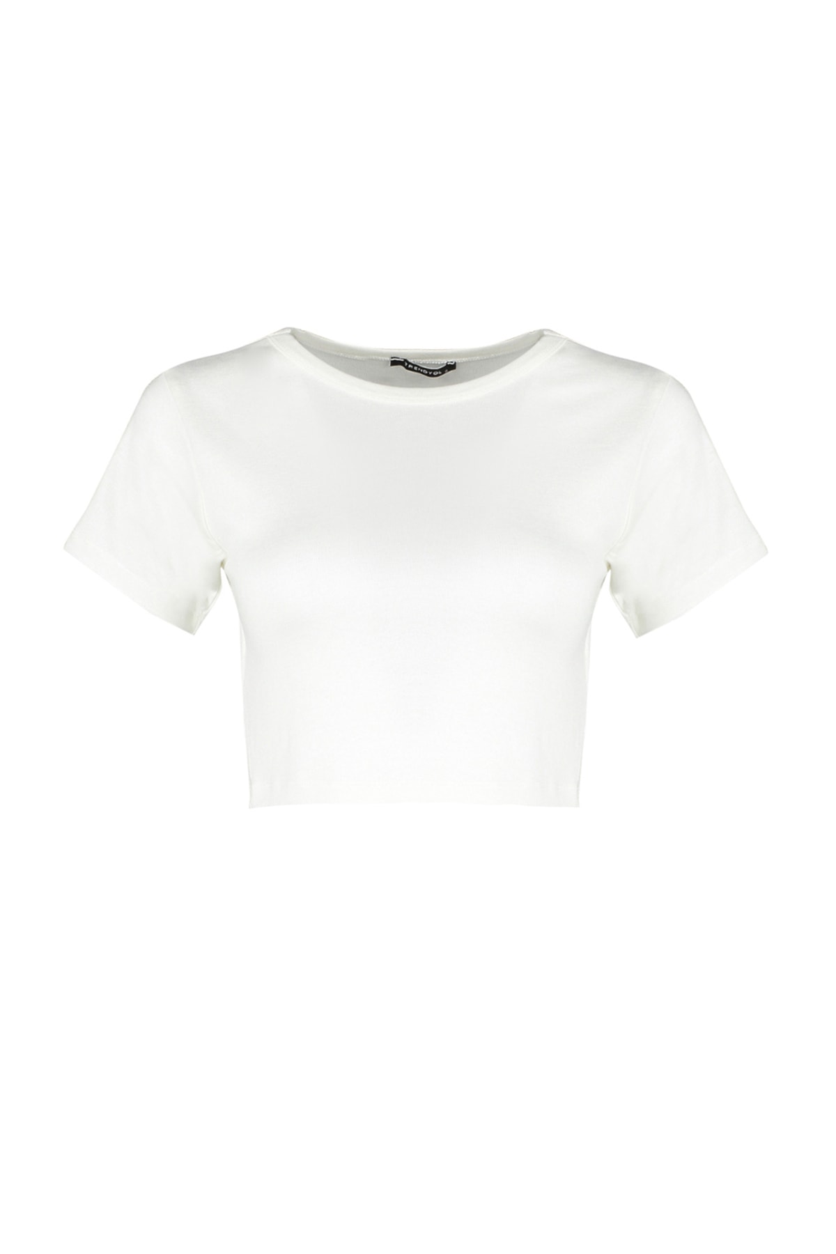 Trendyolmilla  Siyah-Ekru 2'li Paket Crop Viskoz/Yumuşak Kumaş Esnek Örme Bluz TWOSS23BZ00108 - Görsel 7