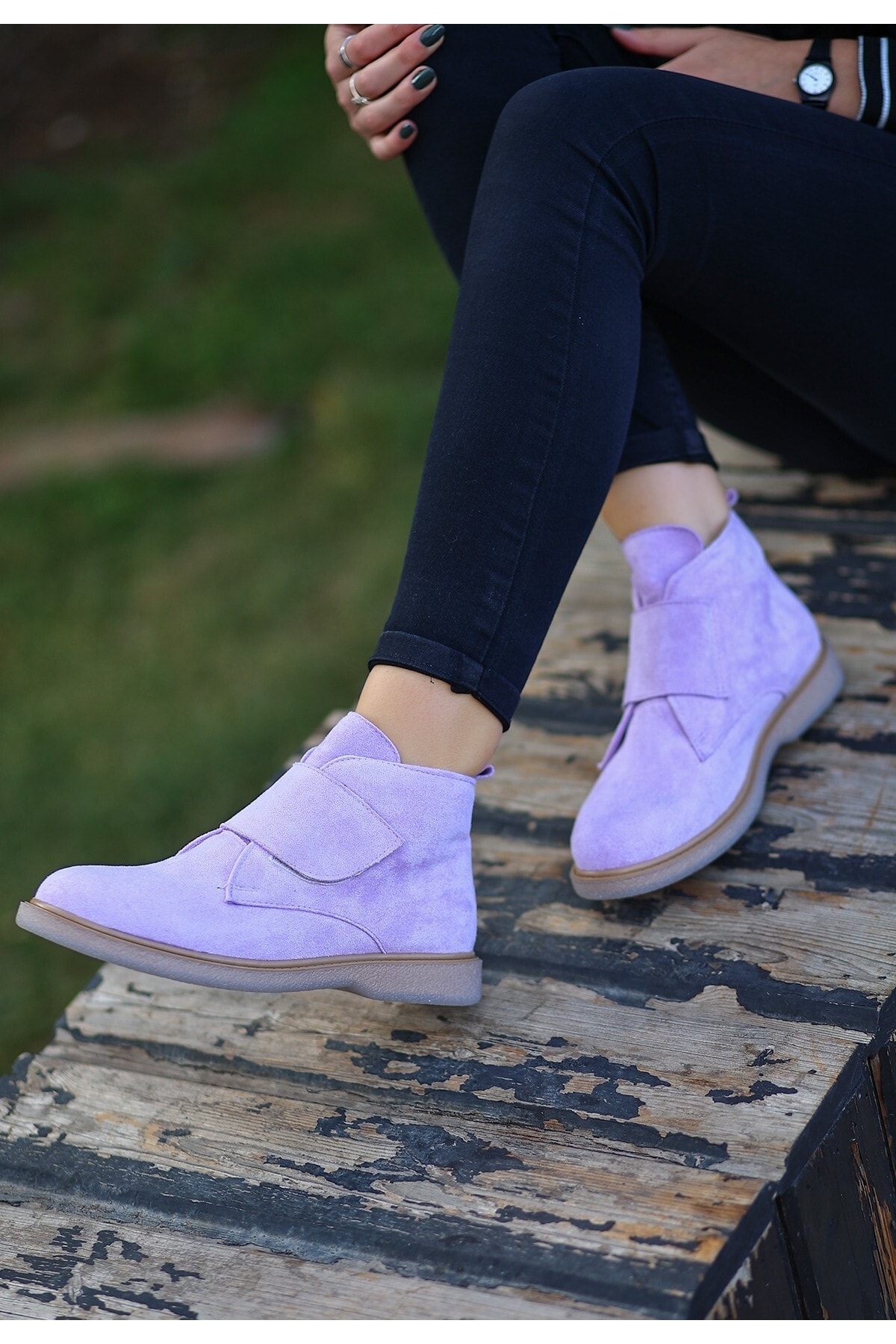 Zeon Lila Süet Bağcıklı Kadın Bot
