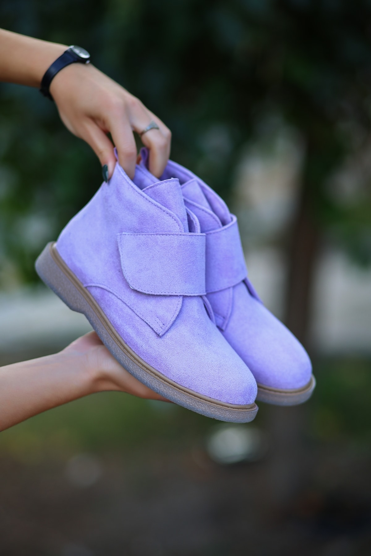 Zeon Lila Süet Bağcıklı Kadın Bot