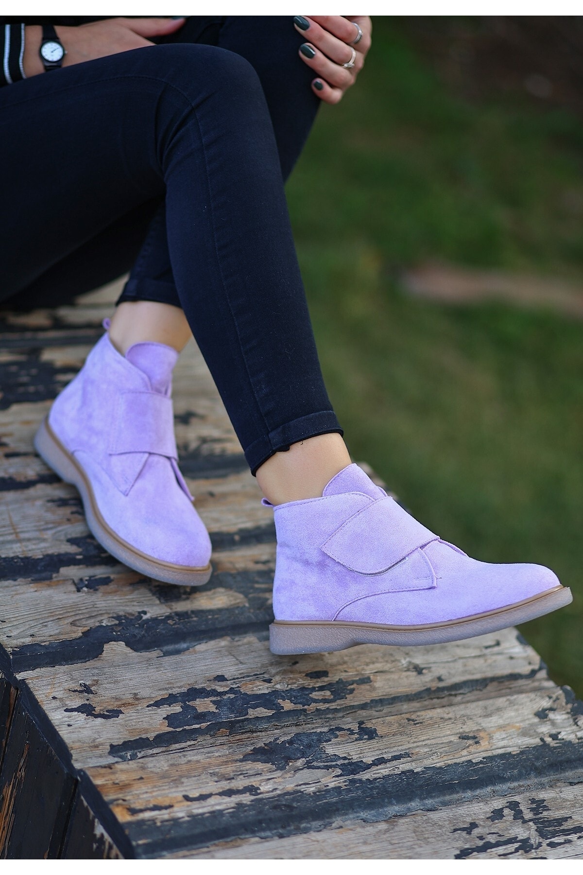 Zeon Lila Süet Bağcıklı Kadın Bot