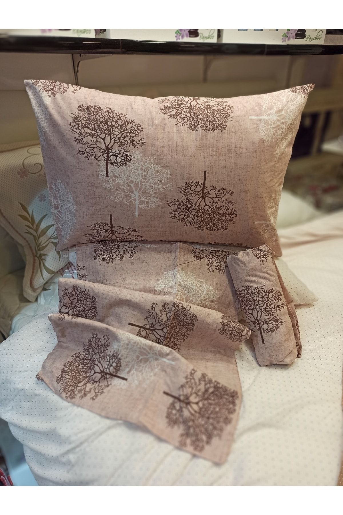 ŞENER HOME-Tree of Life Patterned Cotton Single Sheet Set - Elastic, 100x200 cm, Corner Depth 3