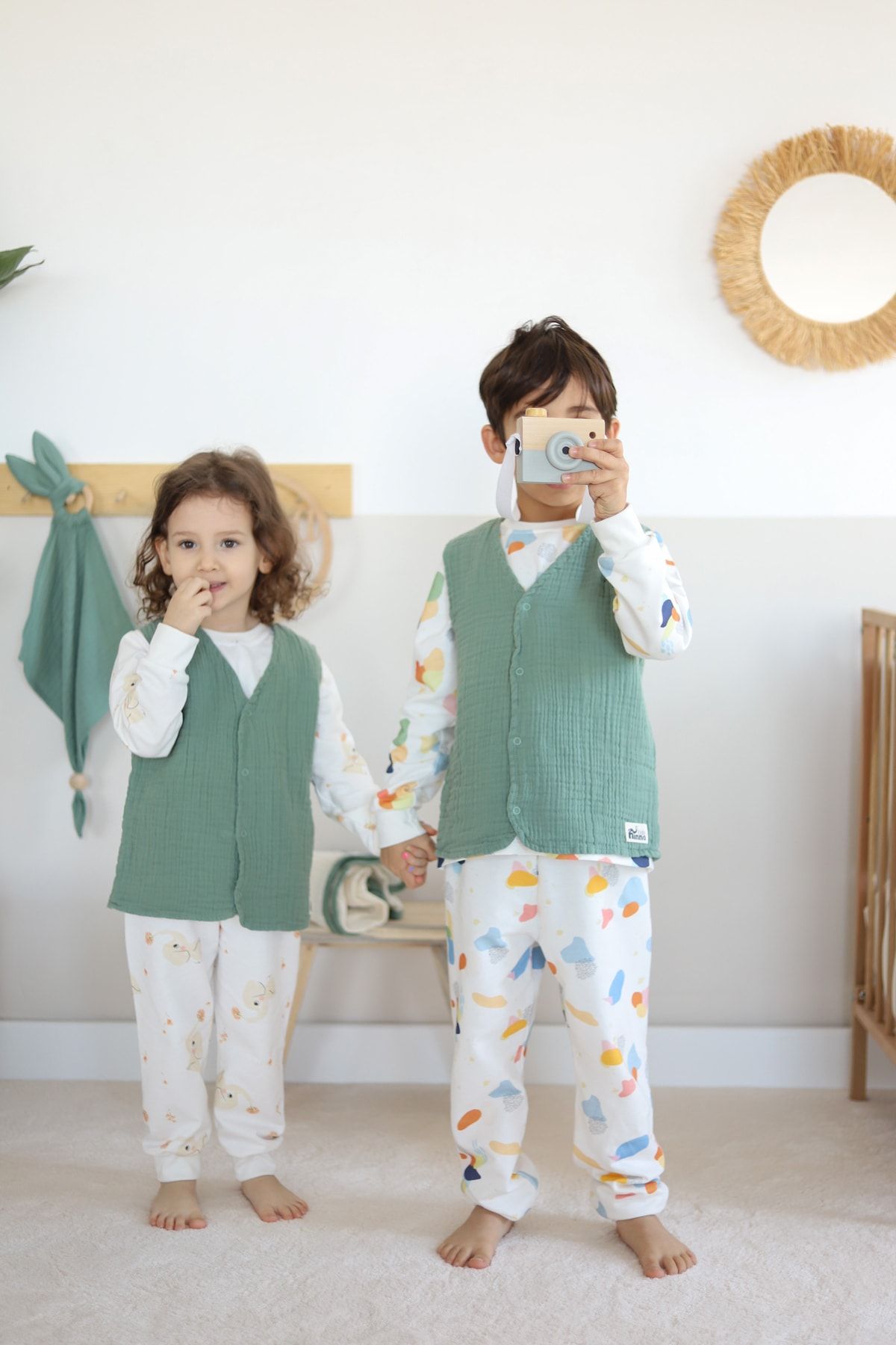 Ninna Kids-Multi Muslin Baby & Kids Vest - Green 2