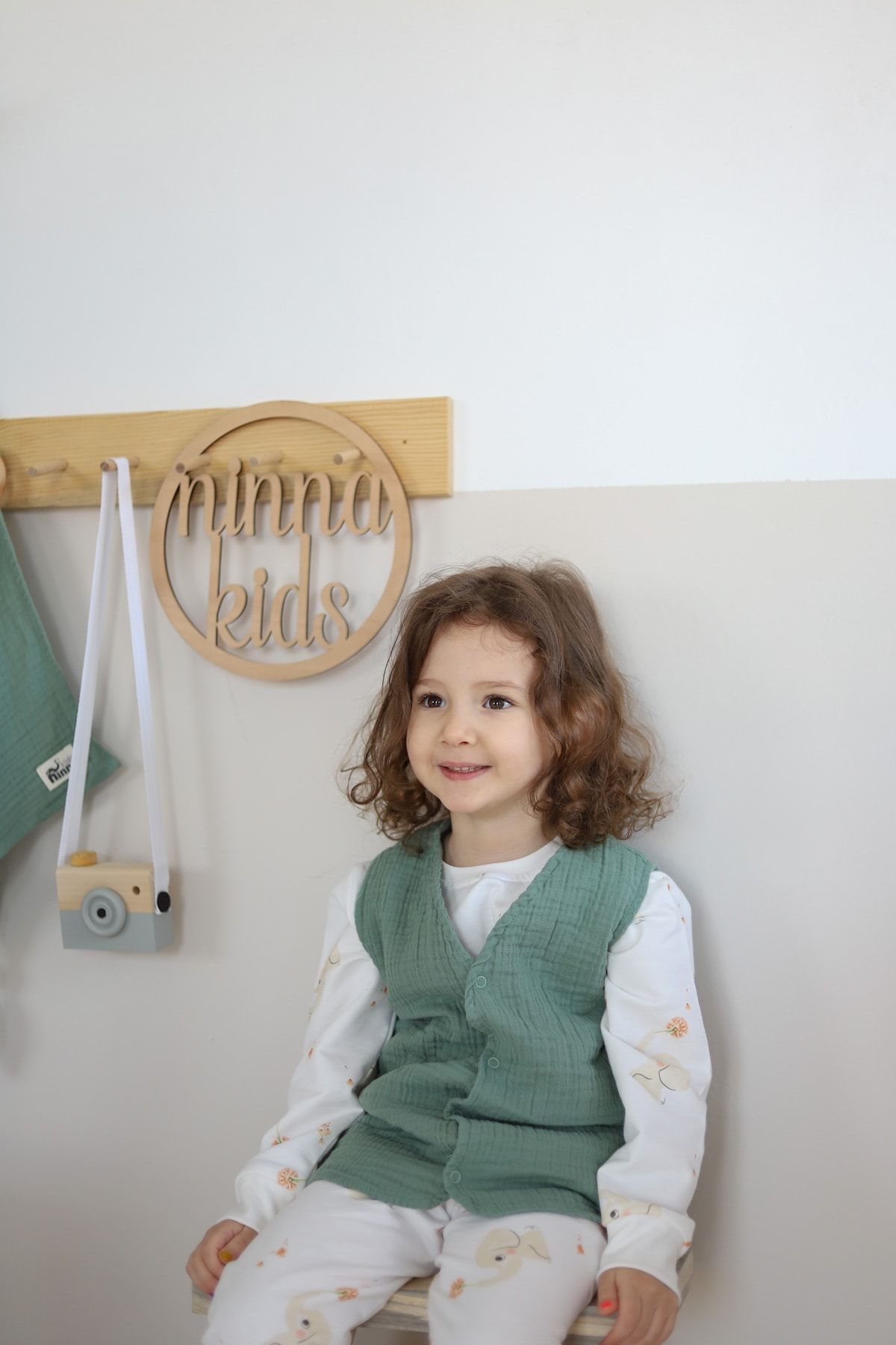 Ninna Kids-Multi Muslin Baby & Kids Vest - Green 4