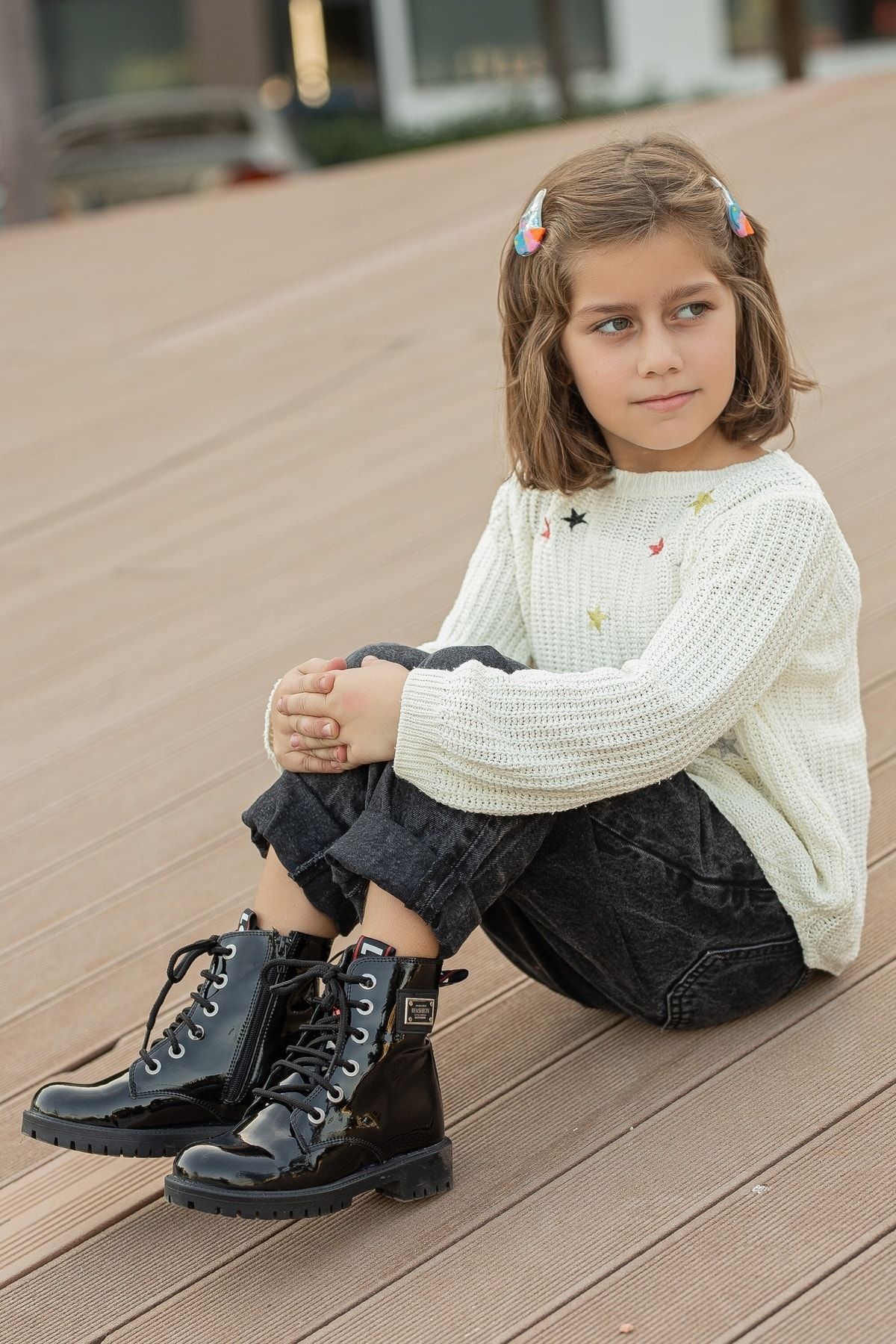 Shiny flat boots on sale