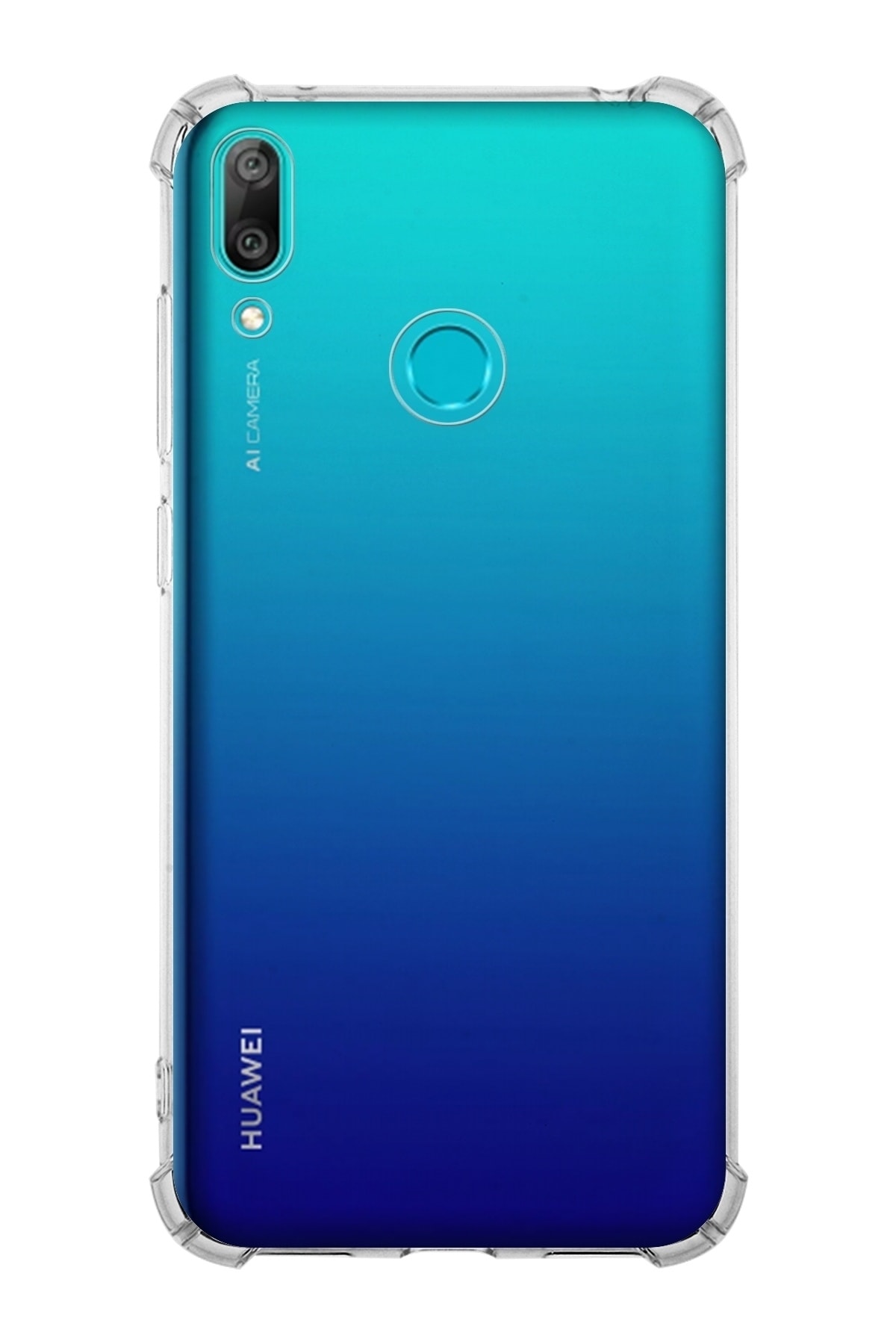 Huawei Y7 2019 Kapak Kamera Korumalı Antishock Airbag Köşe Korumalı Silikon Şeffaf Kılıf