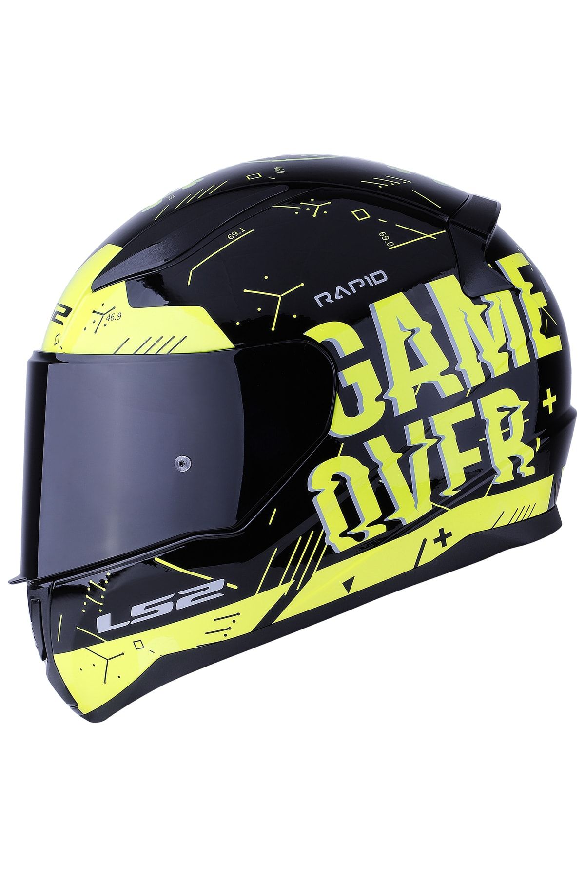 LS2 Rapıd Player Neon Sarı-siyah Kask NY6379