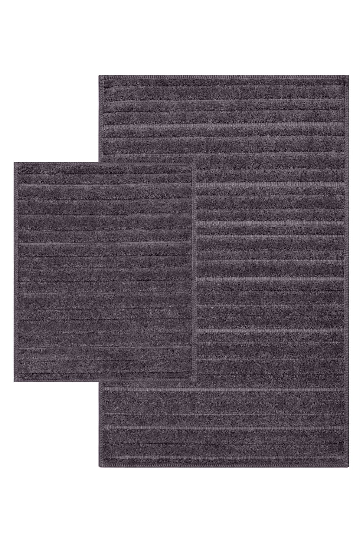 Bluenity Lines Doğal Pamuklu 2'li Banyo Kilim Seti
