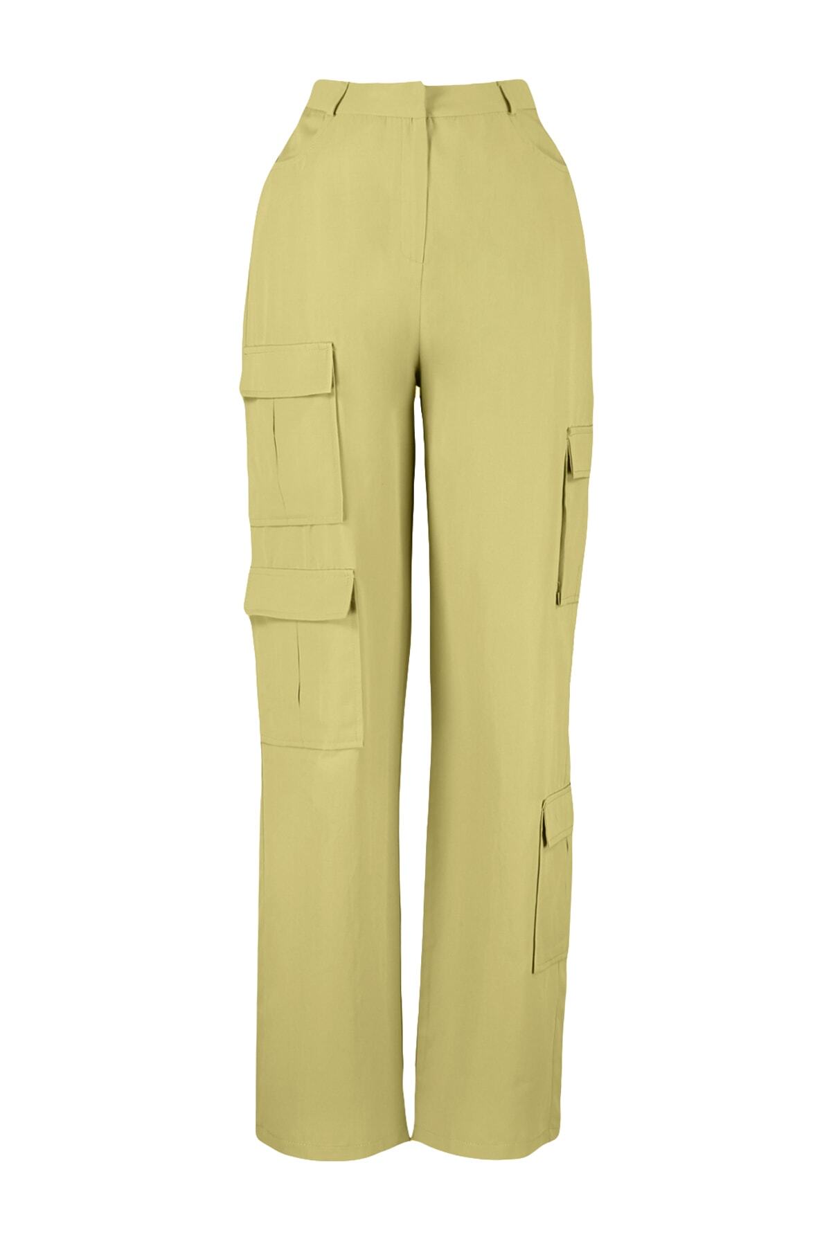 Trendyol Collection-Lehké khaki cargo tkané kapesní kalhoty TWOSS23PL00160 6