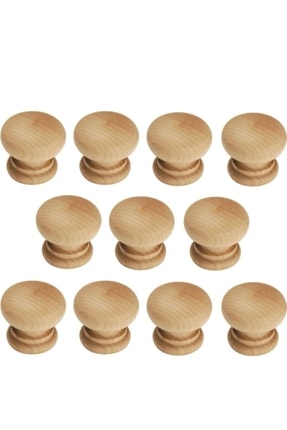 Vera Hediyelik Eşya 11 Adet Mobilya Kulp, Doğal Ham Ahşap Mantar Düğme Kulp G...