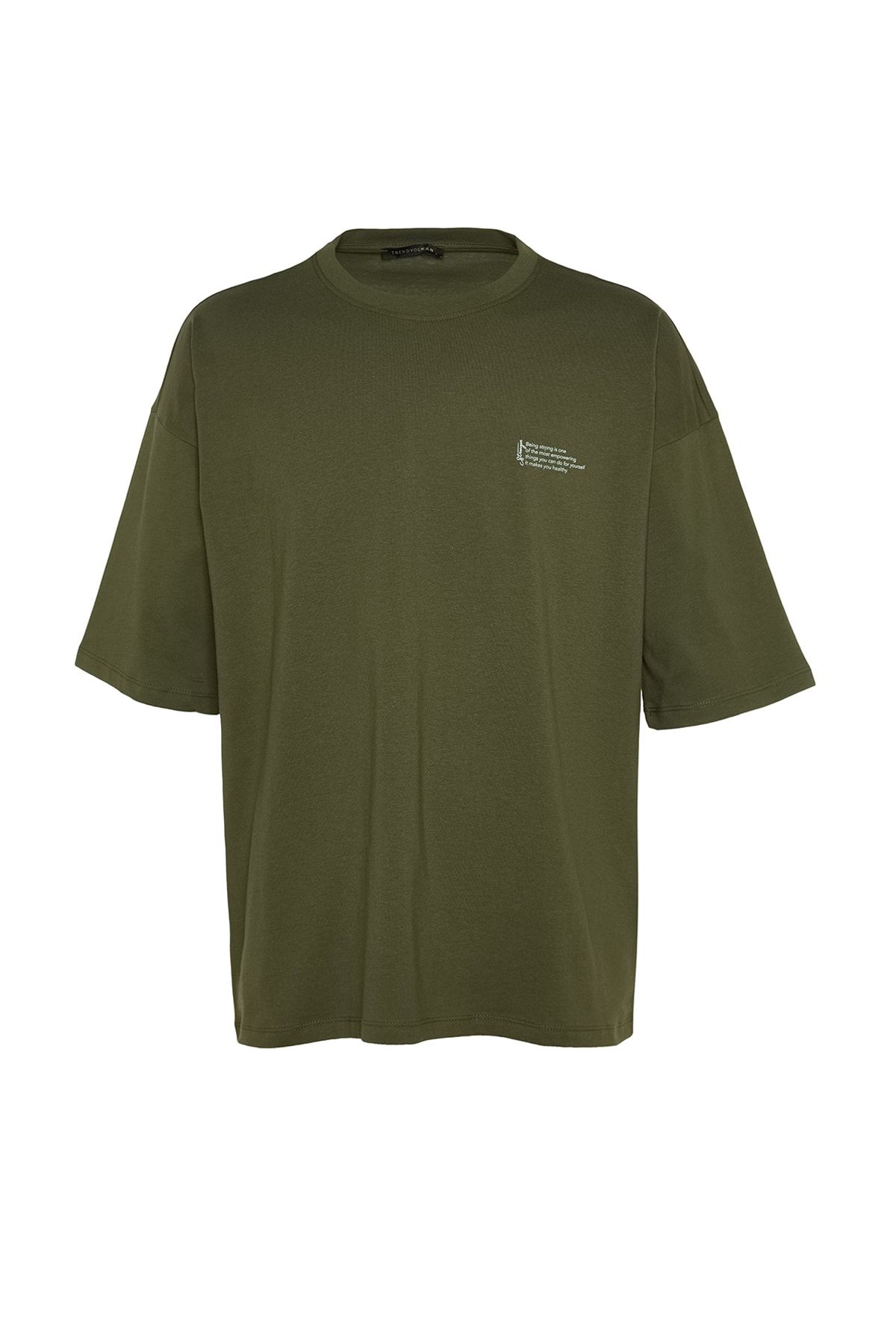 Trendyol Collection-Khakifarbenes Oversize-T-Shirt aus 100 % Baumwolle mit Rundhalsausschnitt – TMNSS23TS00084 7