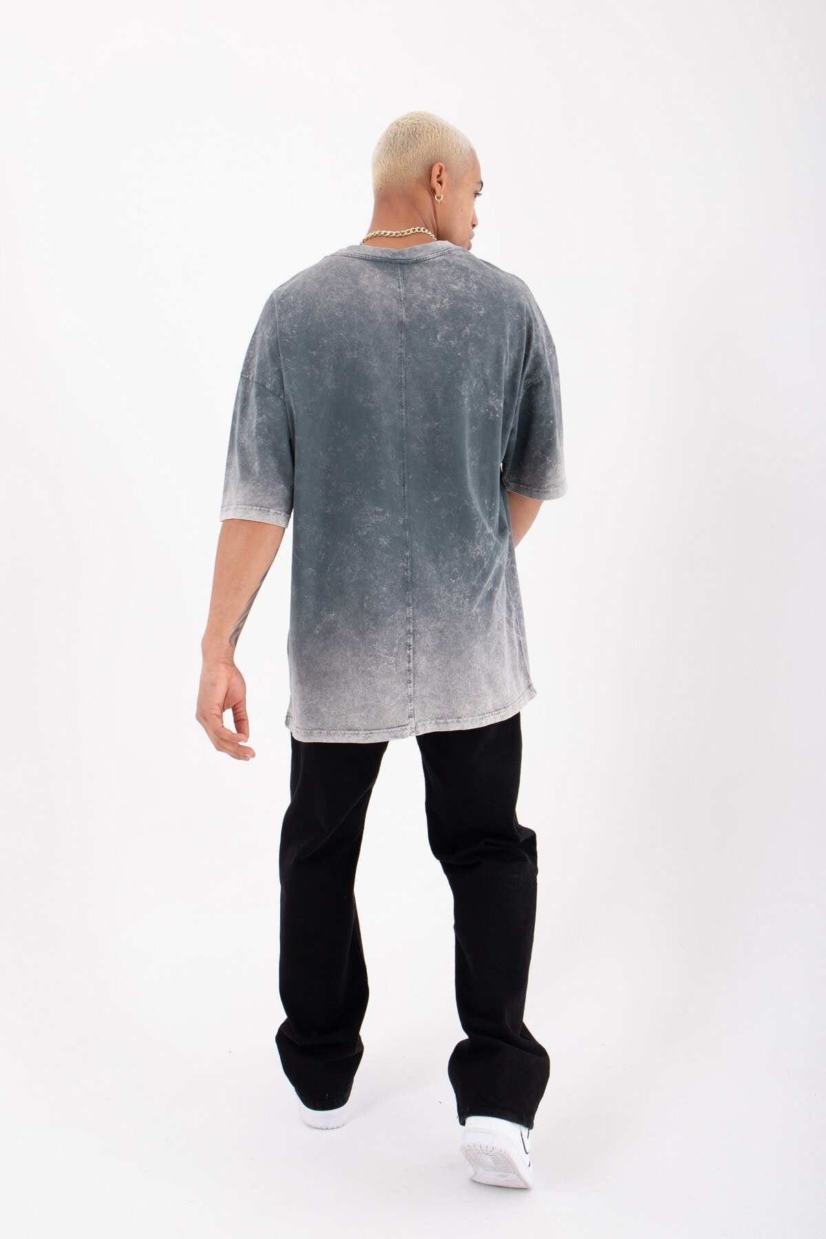 Machinist Oversize Brıght Future Baskılı Yıkamalı Pamuklu T-shirt Siyah PG9440