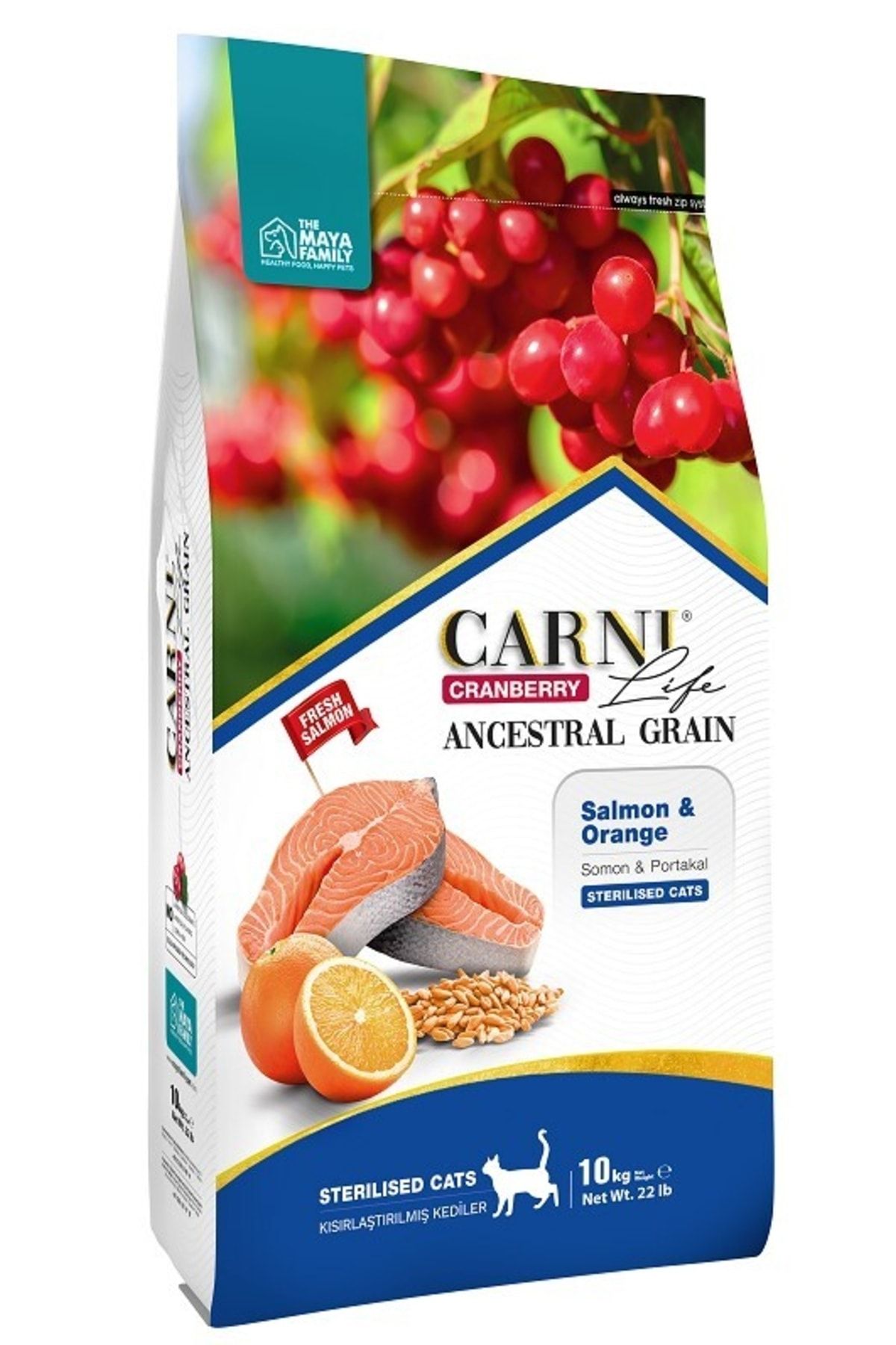 CARNİ LİFE Somonlu Ve Portakallı Kısırlaştırılmış Kedi Maması (10 Kg)