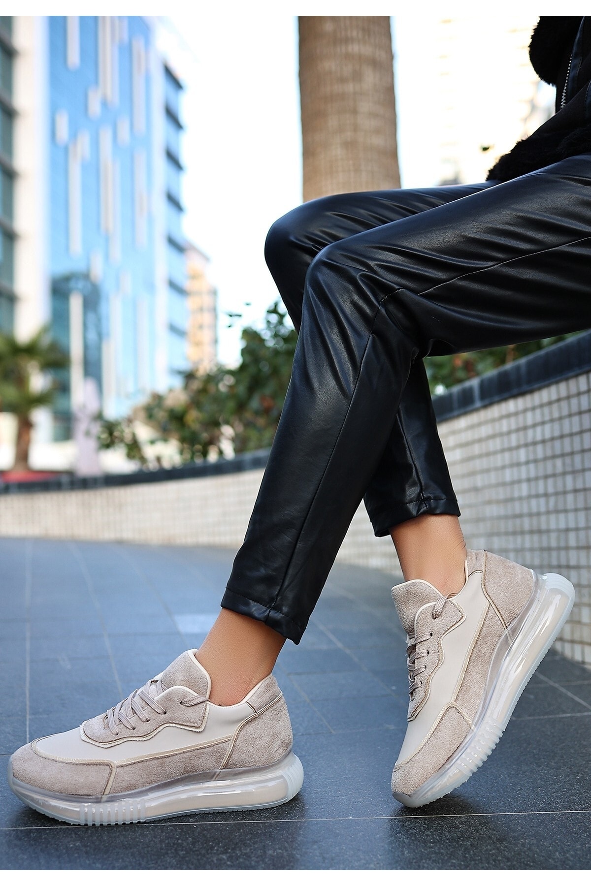 Elxe Vizon Süet Bağcıklı Spor Ayakkabı