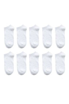 Unisex Koton Ekonomik Beyaz Renk Patik Çorap 10'lu ZR-55219426