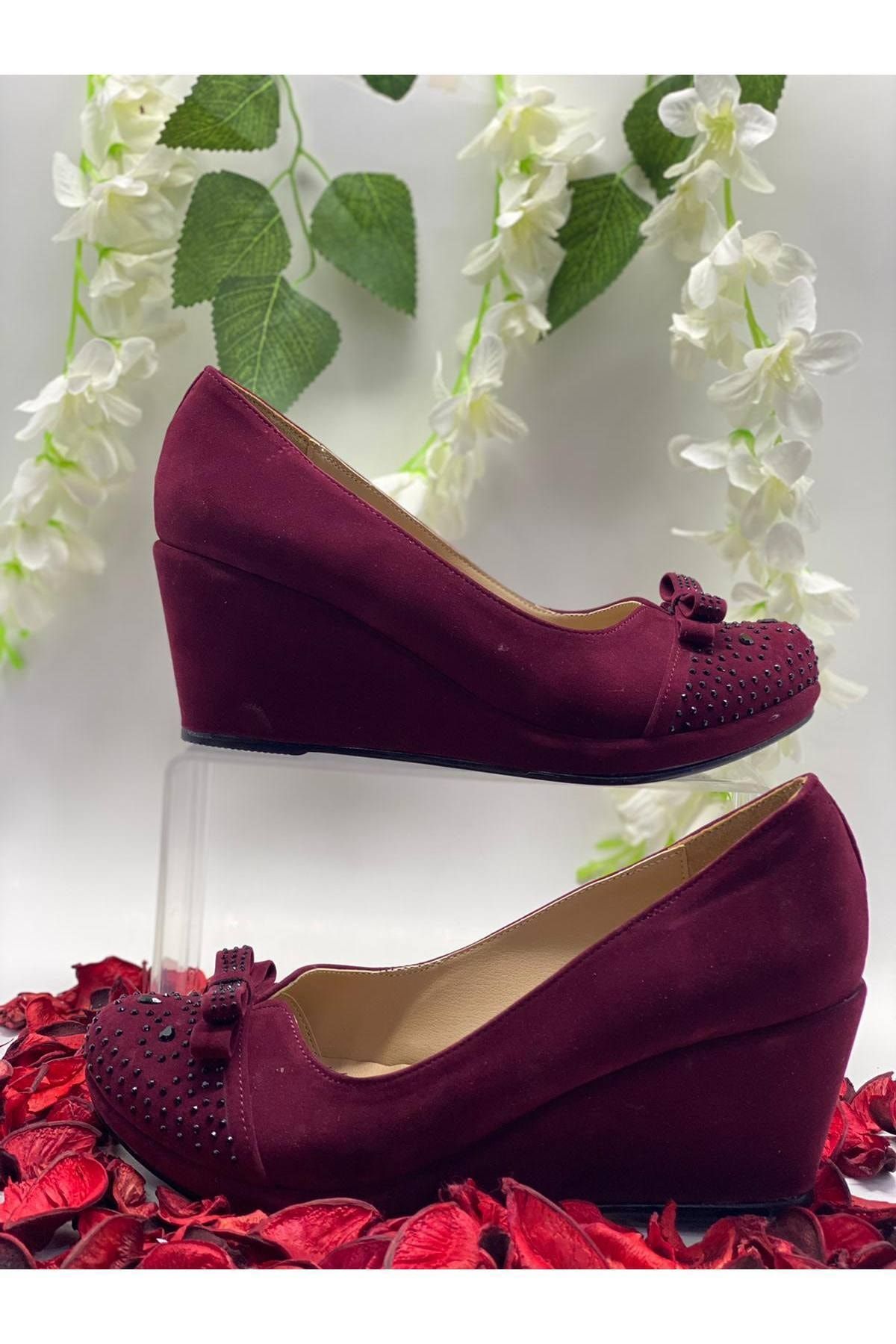 Burgundy wedge shoes hot sale