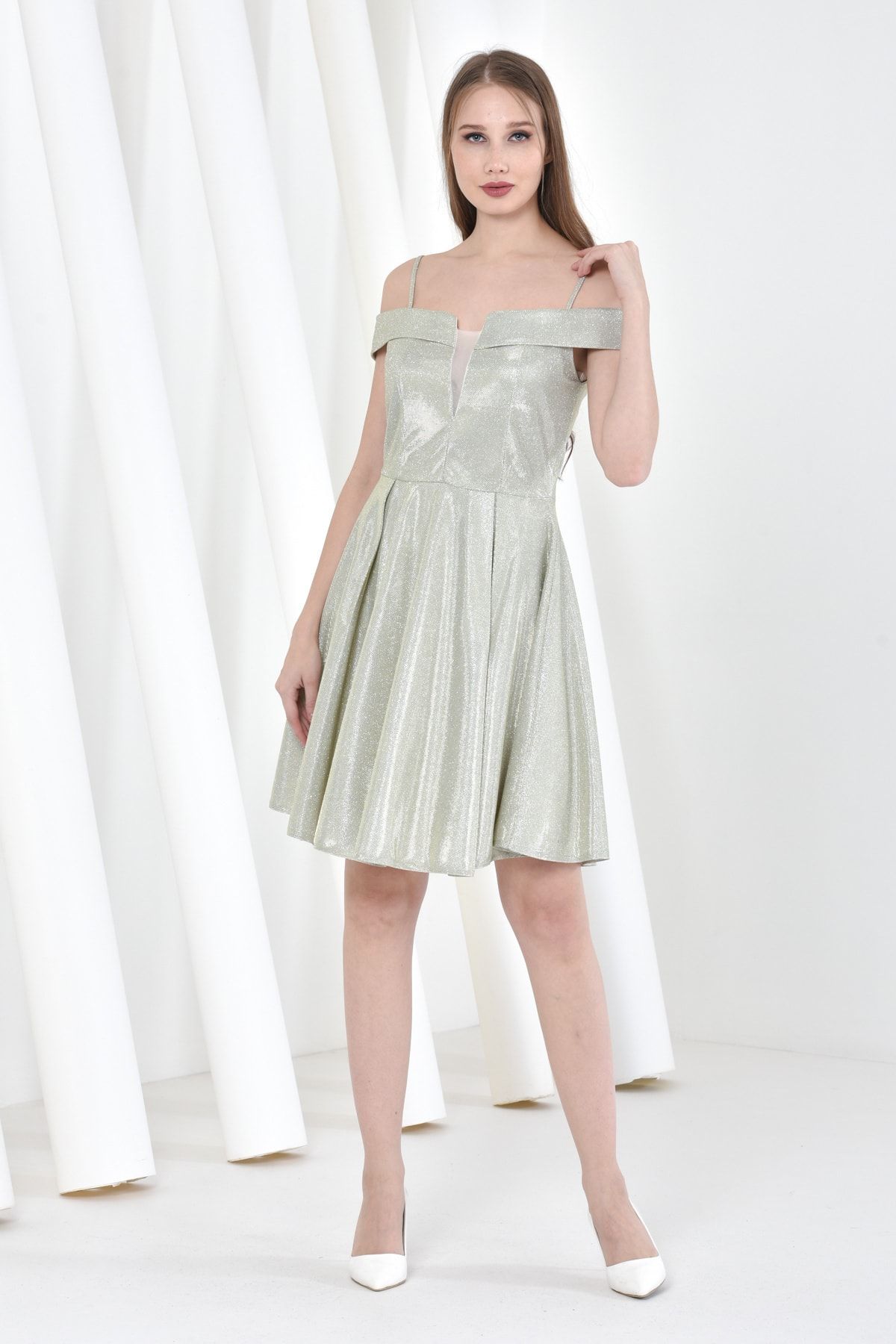 Ceylen Evening Prom Dress Beige Short Trendyol