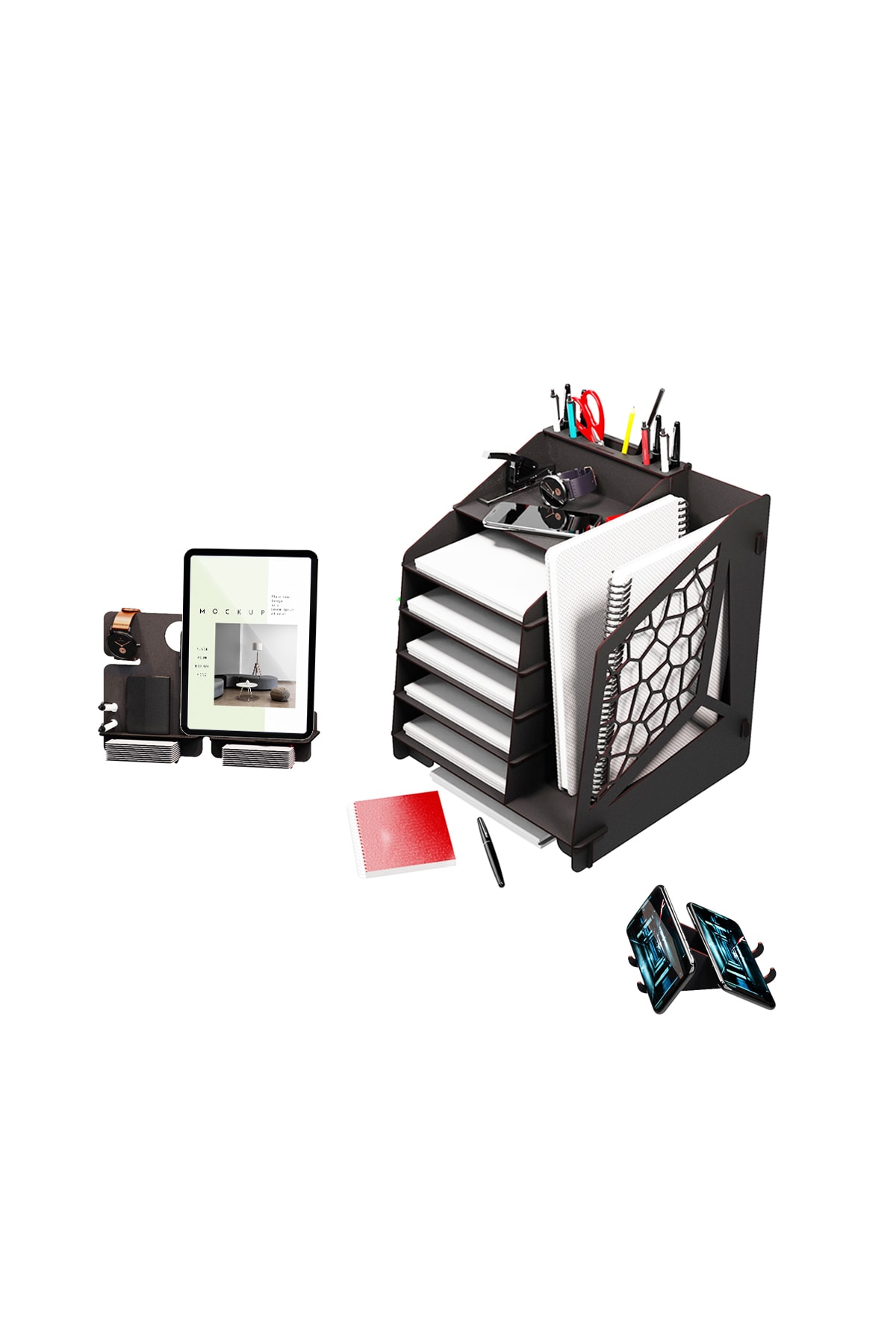 KUK Design Voronoixl Ofis Masaüstü Organizer Seti A4 Evrak Rafı - 7 Renk