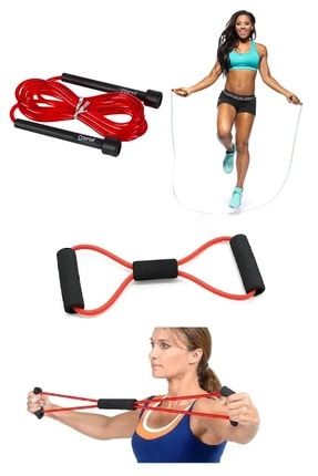 2'li Set Uzunluğu Ayarlanabilir Atlama Ipi Kas Germe Güçlendirme Direnç Lastiği Spor0000141