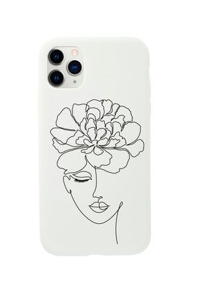 Iphone 11 Pro Flower Woman Art Premium Beyaz Lansman Silikonlu Kılıf MCIPH11PRLFWMN