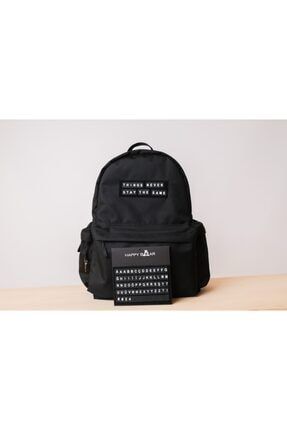 Unisex Siyah Laptop Bölmeli Sırt Çantası happy-0187