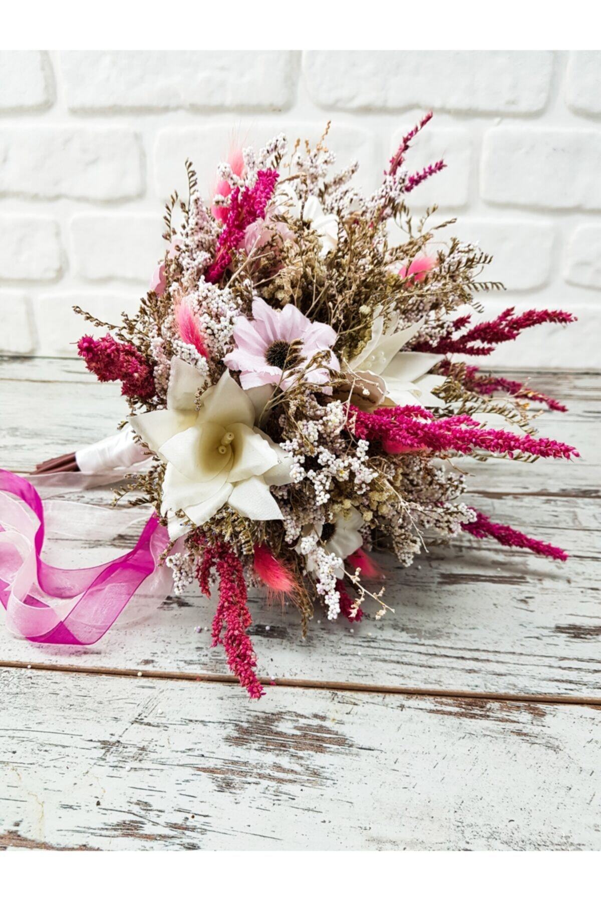 Aker Hediyelik Renkli Doğal Pampas Otu Bitkisi 20 Adet Fuşya Kuru Doğal ...