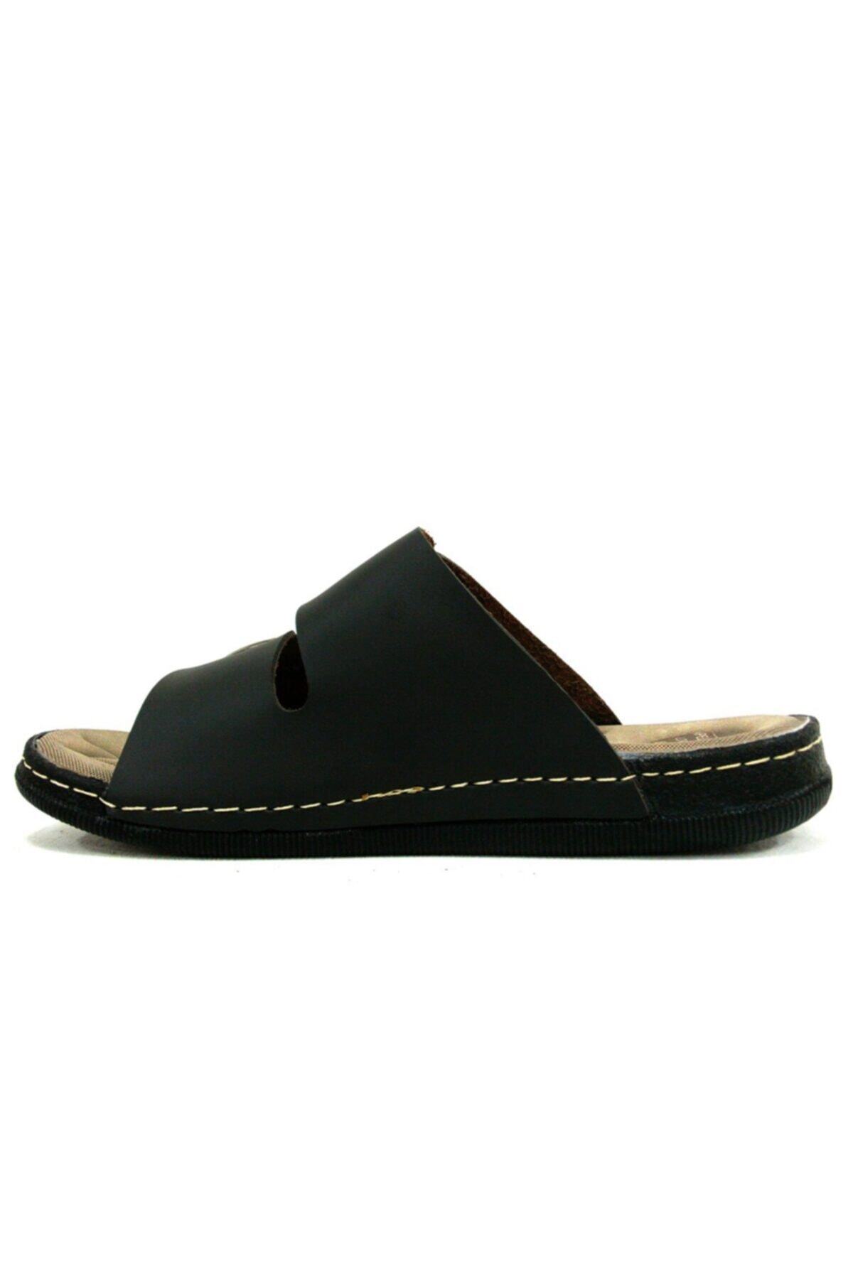 Apella-Men's Black Buckle Anatomical Slippers 3