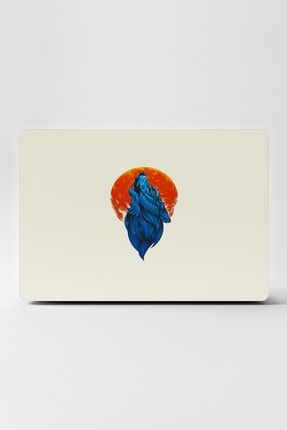 Laptop Sticker Kaplama Notebook Macbook Beyaz Mavi Kurt ls15