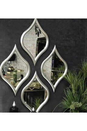 Gümüş Dekoratif Hediyelik Çeyizlik Duvar Aynası S2457SA