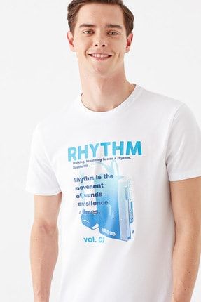 Rhythm Baskılı Beyaz Tişört 066538-620