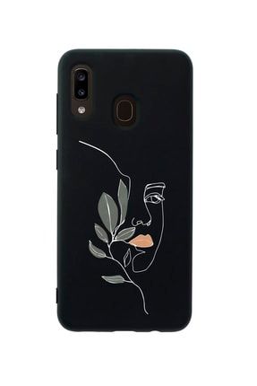 Samsung A30 Line Art Women Desenli Premium Silikonlu Siyah Telefon Kılıfı MCSAM30LLAW