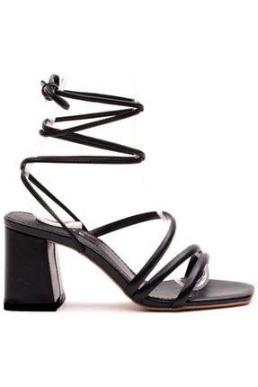 Carisa Kadın Bilekten Bağlamalı Günlük Kalın Topuklu Sandalet Ayakkabı Gate-Zen2052