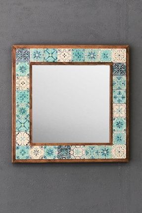 Masif Çerçeveli Mozaik Taş Ayna 43 Cm X 43 Cm (morocco-etnik Desen) AYN4040-036